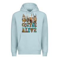 Blue Mist coffee makes me feel alive skeleton coffee cups Premium Hoodie - Jasminsmagicworld