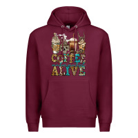 Burgundy coffee makes me feel alive skeleton coffee cups Premium Hoodie - Jasminsmagicworld