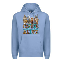 Colony Blue coffee makes me feel alive skeleton coffee cups Premium Hoodie - Jasminsmagicworld