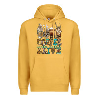 Mustard coffee makes me feel alive skeleton coffee cups Premium Hoodie - Jasminsmagicworld