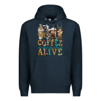 Navy coffee makes me feel alive skeleton coffee cups Premium Hoodie - Jasminsmagicworld