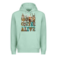 Seafoam coffee makes me feel alive skeleton coffee cups Premium Hoodie - Jasminsmagicworld