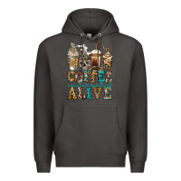 Smoke coffee makes me feel alive skeleton coffee cups Premium Hoodie - Jasminsmagicworld