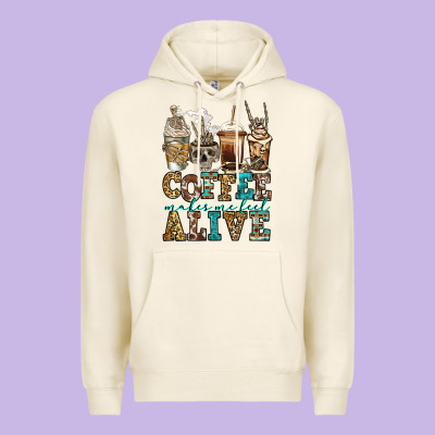 Coffee Makes Me Feel Alive Skeleton Coffee Cups Premium Hoodie Designed By Jasminsmagicworld
