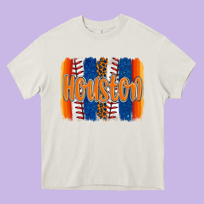 Houston Baseball Team Spirit Brushstrokes Heavy Core Tee Designed By Artiststas