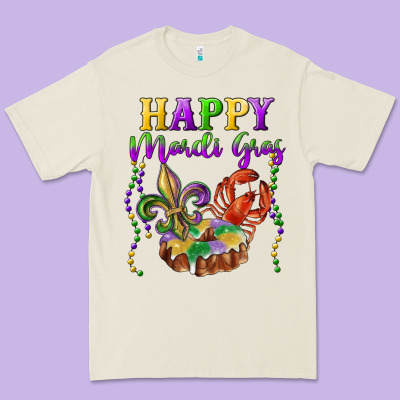 Happy Mardi Gras Fleur De Lis King Cake Crawfish Premium Tee Designed By Ranaportraitstore
