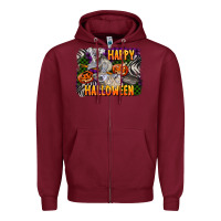 Burgundy happy halloween koala Zipper Hoodie - LillyAllenDesigns