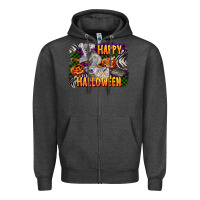 Charcoal Heather happy halloween koala Zipper Hoodie - LillyAllenDesigns