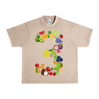 French Oak Number 3 Fruit 3rd birthday party fruit themed gift Idea Urban Heavy Tee - minhPixels