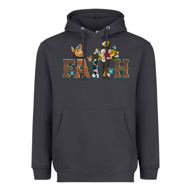 Faith Cross And Butterfly With Sunflower Leopard And Roses Heavyweight Hoodie by Artiststas | Teevron