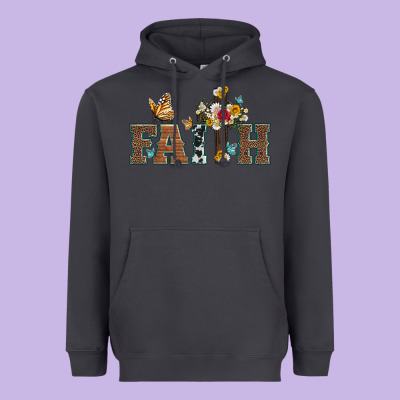 Faith Cross And Butterfly With Sunflower Leopard And Roses Heavyweight Hoodie Designed By Artiststas