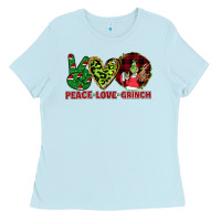 Baby Blue Peace Love Grinch Ladies Tee - Bettercallsaul