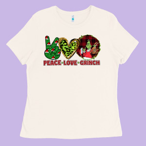 Peace Love Grinch Ladies Tee Designed By Bettercallsaul