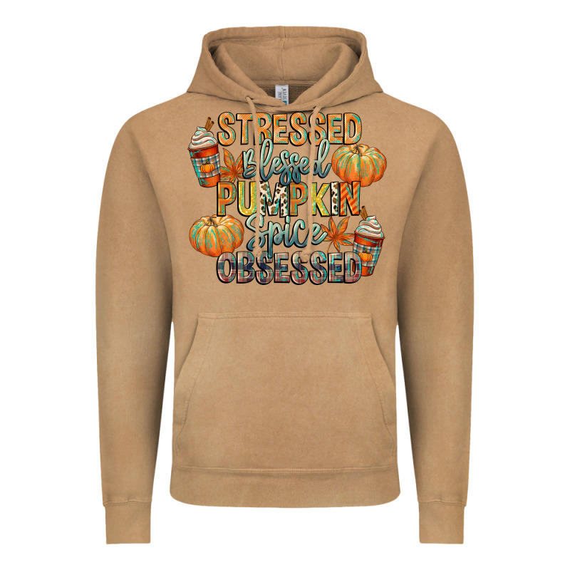 Stressed Blessed Pumpkin Spice Obsessed Vintage Hoodie by CowGirlArtShop | Teevron