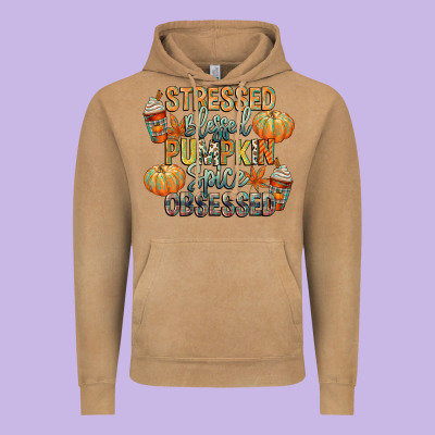 Stressed Blessed Pumpkin Spice Obsessed Vintage Hoodie Designed By Cowgirlartshop