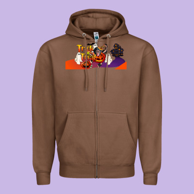Trick Or Treat Baby Chimpanzee Zipper Hoodie Designed By Lillyallendesigns