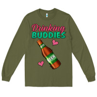 Army Green Drinking Buddies Long Sleeve Tee - Jasminsmagicworld