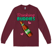 Burgundy Drinking Buddies Long Sleeve Tee - Jasminsmagicworld