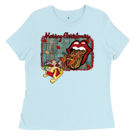 Baby Blue Merry Christmas Lips Santa Ladies Tee - Bettercallsaul