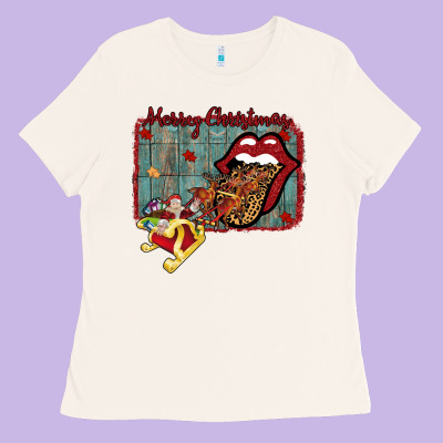 Merry Christmas Lips Santa Ladies Tee Designed By Bettercallsaul