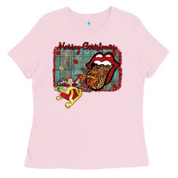 Bubblegum Pink Merry Christmas Lips Santa Ladies Tee - Bettercallsaul