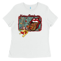 White Merry Christmas Lips Santa Ladies Tee - Bettercallsaul