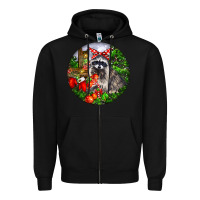 Black Christmas Raccoon Zipper Hoodie - LillyAllenDesigns