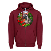 Burgundy Christmas Raccoon Zipper Hoodie - LillyAllenDesigns