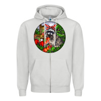 Dove Grey Christmas Raccoon Zipper Hoodie - LillyAllenDesigns