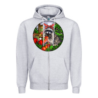 Heather Grey Christmas Raccoon Zipper Hoodie - LillyAllenDesigns