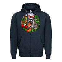 Navy Christmas Raccoon Zipper Hoodie - LillyAllenDesigns