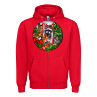 Red Christmas Raccoon Zipper Hoodie - LillyAllenDesigns