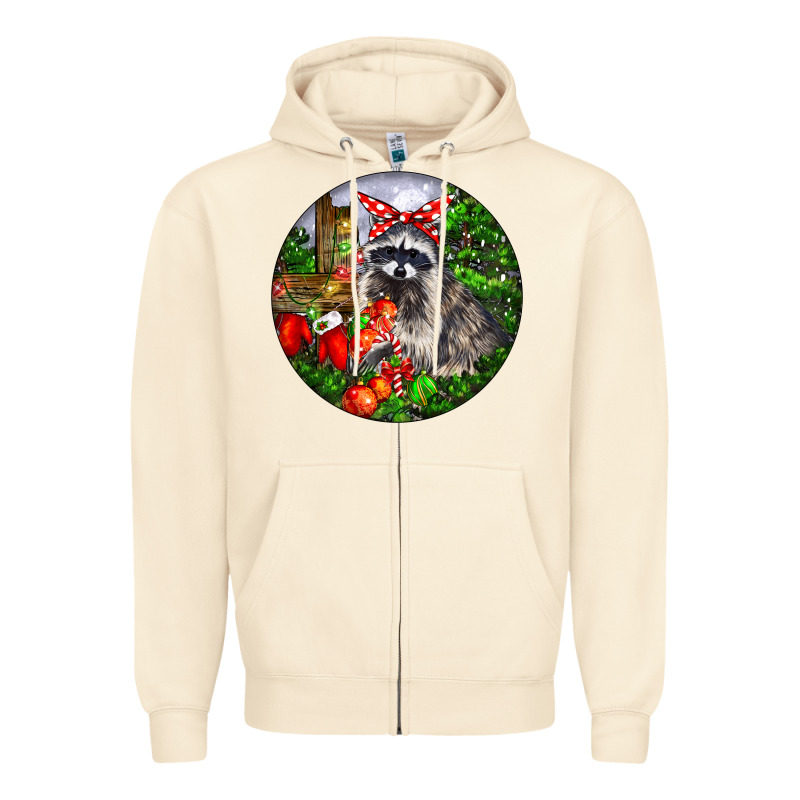 Christmas Raccoon Zipper Hoodie by LillyAllenDesigns | Teevron