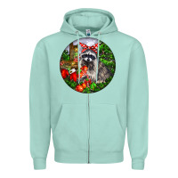 Seafoam Christmas Raccoon Zipper Hoodie - LillyAllenDesigns