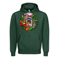 Sports Green Christmas Raccoon Zipper Hoodie - LillyAllenDesigns