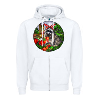 White Christmas Raccoon Zipper Hoodie - LillyAllenDesigns