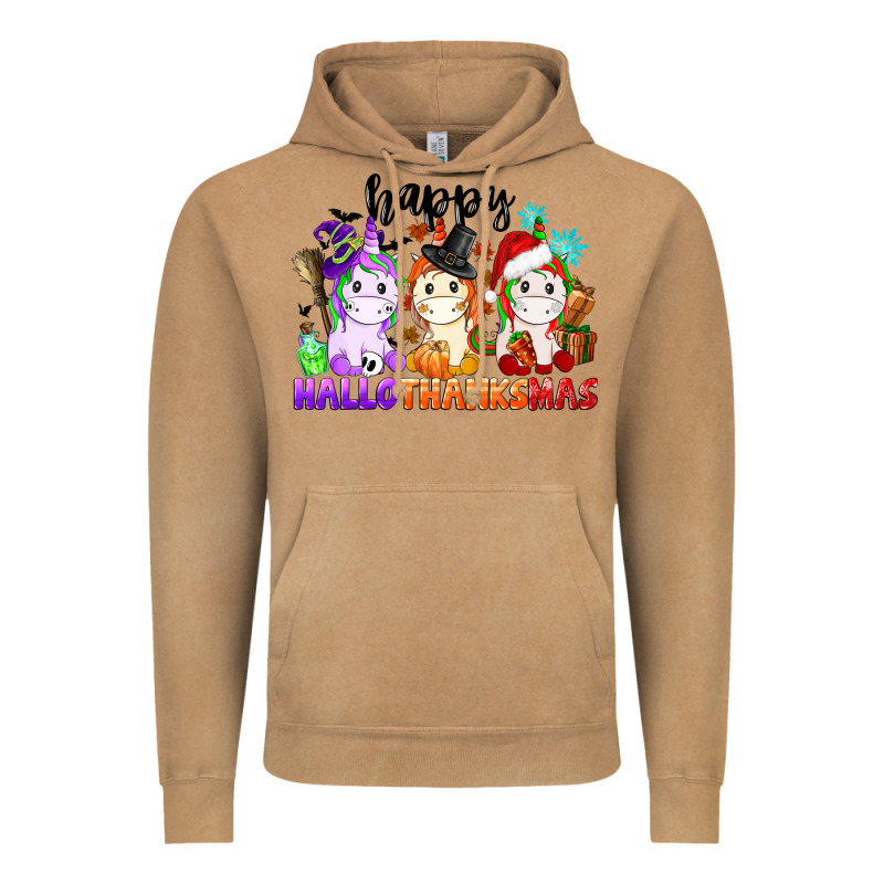 Happy Hallothanksmas Unicorn Vintage Hoodie by CowGirlArtShop | Teevron