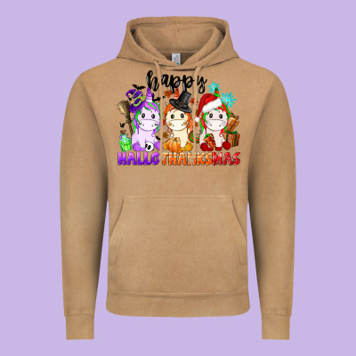 Happy Hallothanksmas Unicorn Vintage Hoodie Designed By Cowgirlartshop