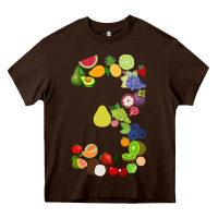 Chocolate Brown Number 3 Fruit 3rd birthday party fruit themed gift Idea Heavy Core Tee - minhPixels