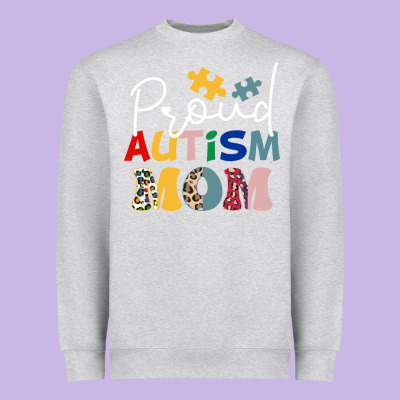 Proud Autism Mom Leopard Pattern Design Autism Awa Heavyweight Sweatshirt Designed By Cowhidedigitalart