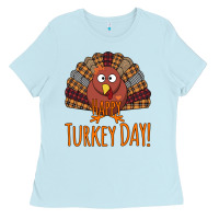 Baby Blue Happy Turkey Day - Thanksgiving Party Ladies Tee - Bettercallsaul