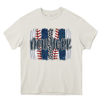 Cream new york baseball team spirit brushstrokes Heavy Core Tee - Artiststas