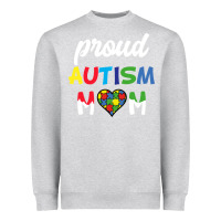 Heather Grey Proud Autism Mom Mothers Day Gift Autism Awareness Heavyweight Sweatshirt - CowhideDigitalArt