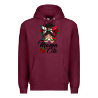 Burgundy mexican mamacita messy bun Premium Hoodie - BundleAndBundleShop
