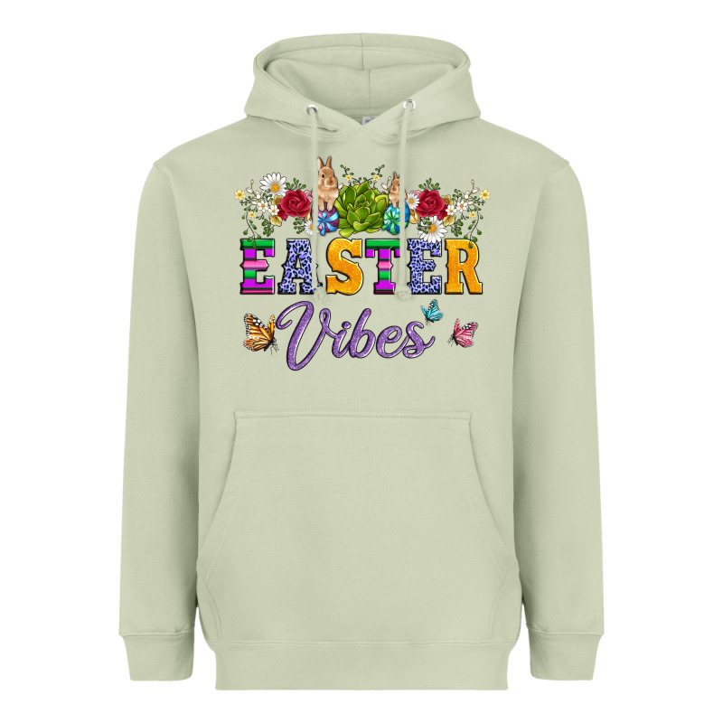Easter Vibes And Butterfly With Bunny And Flowers Heavyweight Hoodie by Artiststas | Teevron