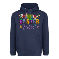 Navy easter vibes and butterfly with bunny and flowers Heavyweight Hoodie - Artiststas