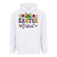 White easter vibes and butterfly with bunny and flowers Heavyweight Hoodie - Artiststas