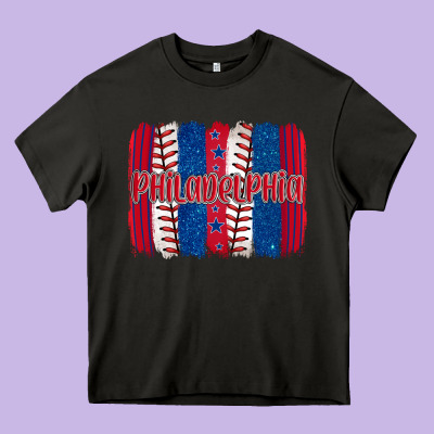 Philadelphia Baseball Team Spirit Brushstrokes Heavy Core Tee Designed By Artiststas