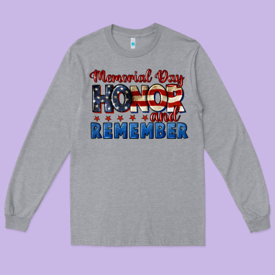 Memorial Day Honor And Remember 4th Of July Long Sleeve Tee Designed By Cowgirlartshop