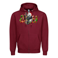 Burgundy panda joy christmas Zipper Hoodie - LillyAllenDesigns